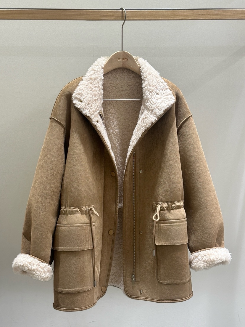 EUM東大門㊣實拍女裝新款時尚25秋冬職業推薦真品中長款大衣EUM中長款大衣