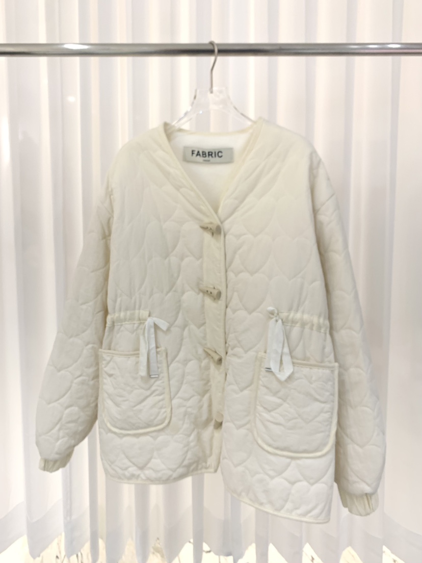 FABRIC韓國直郵㊣女士新款25秋冬休閑短款棉服心形絎縫jp棉FABRIC短款棉服圖色2