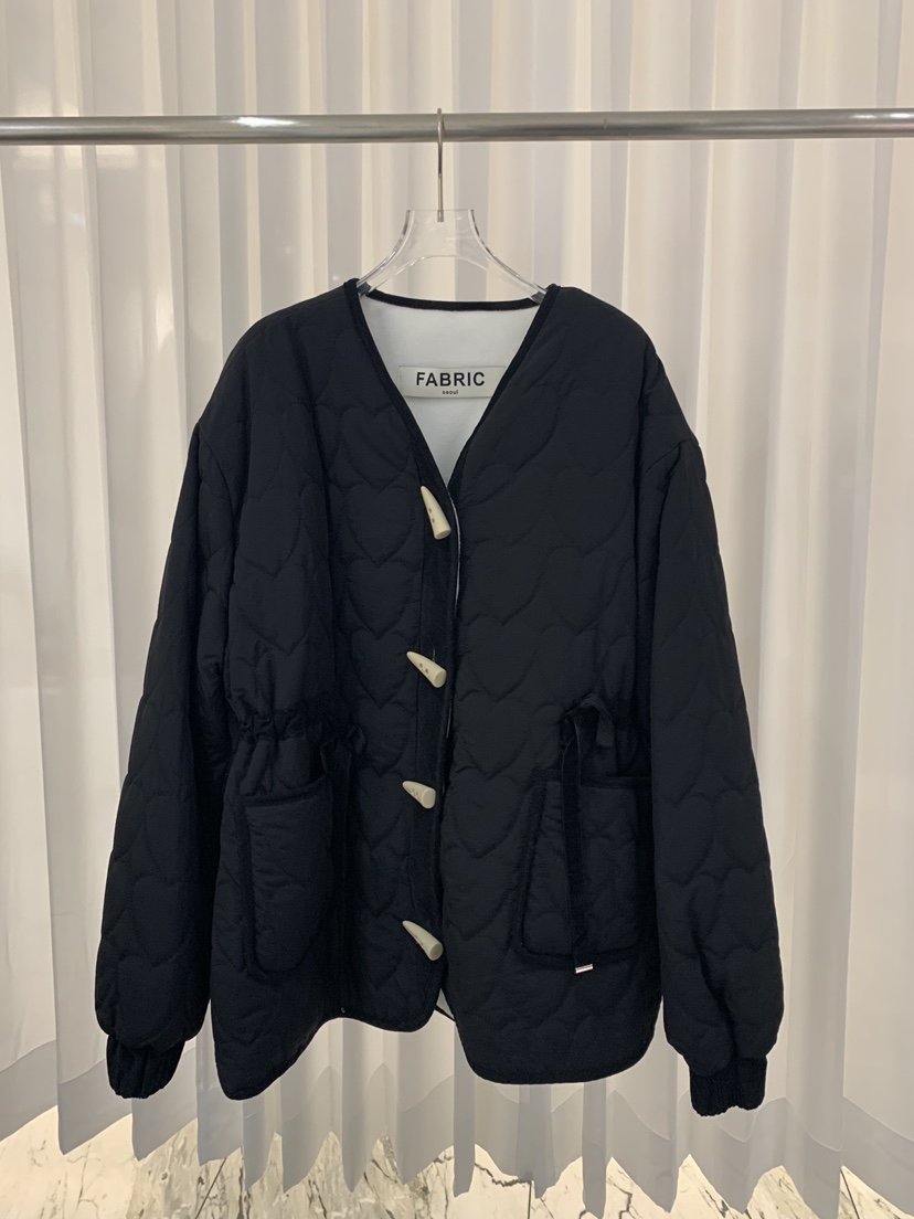 FABRIC韓國直郵㊣女士新款25秋冬休閑短款棉服心形絎縫jp棉FABRIC短款棉服圖色3