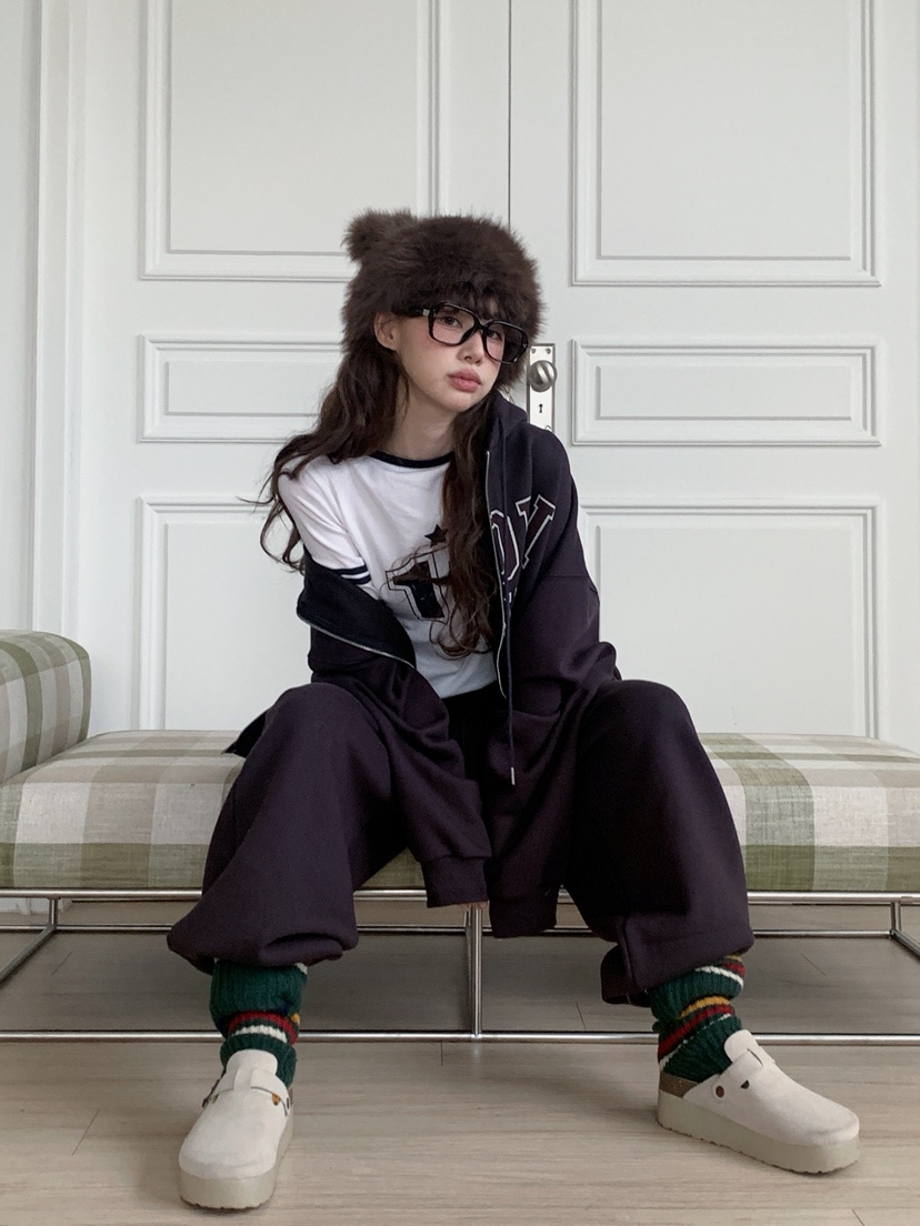 JKICHI韓國代購㊣女士新款推薦夾克連帽衫加絨不含圍巾羊毛JKICHI夾克