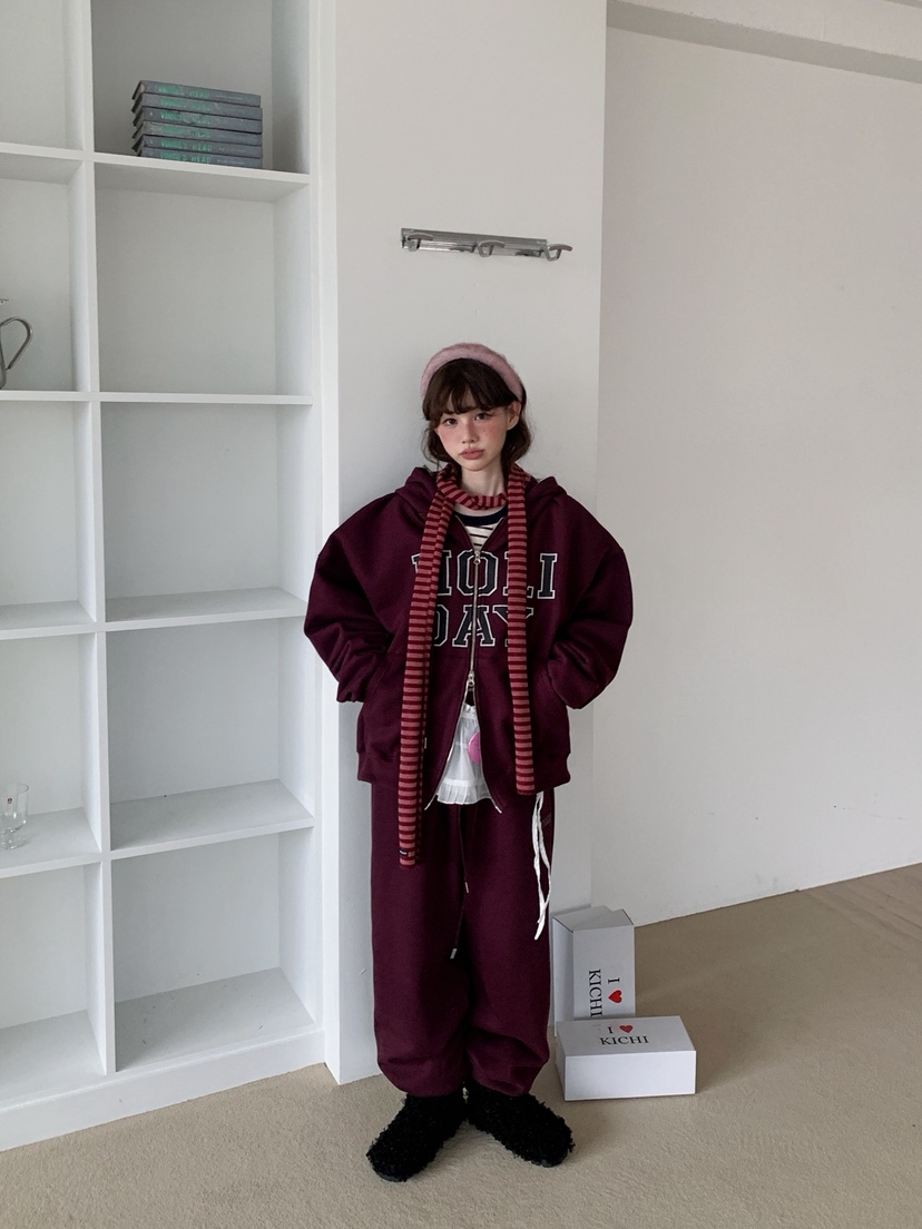 JKICHI韓國代購㊣女士新款推薦夾克連帽衫加絨不含圍巾羊毛JKICHI夾克