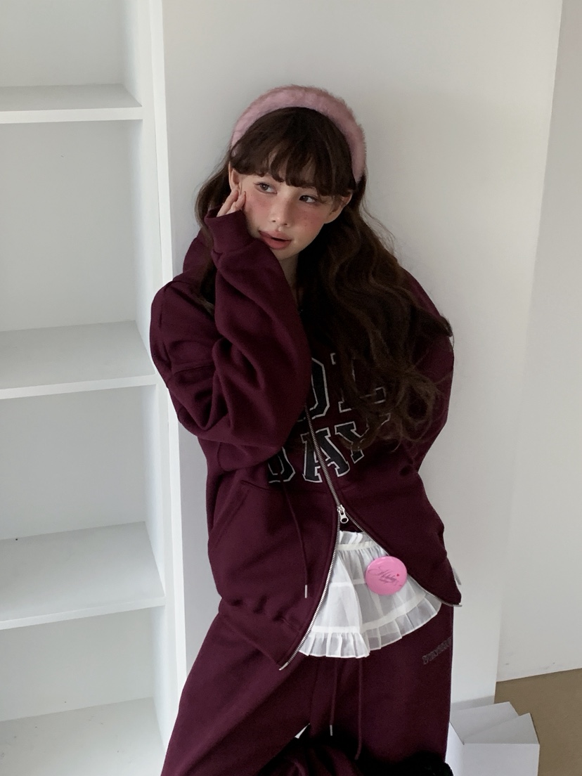 JKICHI韓國代購㊣女士新款推薦夾克連帽衫加絨不含圍巾羊毛JKICHI夾克