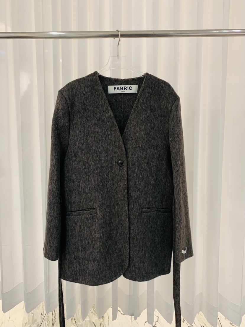 FABRIC韓國代購㊣女裝新品25秋冬熱賣職業推薦短款大衣含腰帶FABRIC短款大衣圖色2