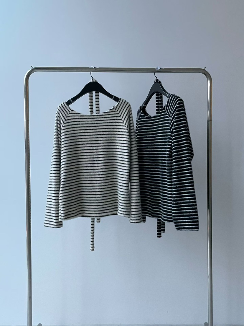 TAF韓國直郵㊣女裝新款真品推薦休閑時尚熱賣長袖T恤圍巾條紋TAF長袖T恤