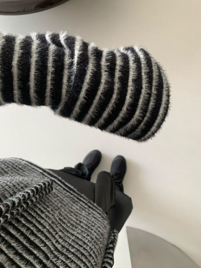 TAF韓國直郵㊣女裝新款真品推薦休閑時尚熱賣長袖T恤圍巾條紋TAF長袖T恤