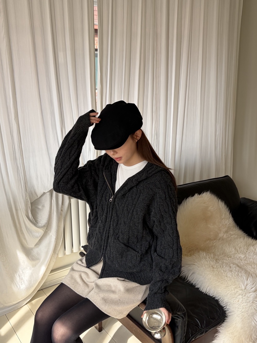 THE ABLE韓國直郵㊣女士新款人氣職業推薦真品毛衣連帽拉鏈衫THE ABLE/TA毛衣