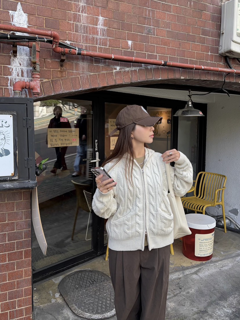 THE ABLE韓國直郵㊣女士新款人氣職業推薦真品毛衣連帽拉鏈衫THE ABLE/TA毛衣