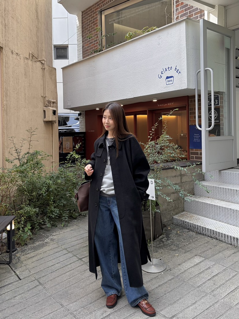 THE ABLE東大門㊣實拍女士新款熱賣人氣休閑中長款大衣含腰帶THE ABLE/TA中長款大衣