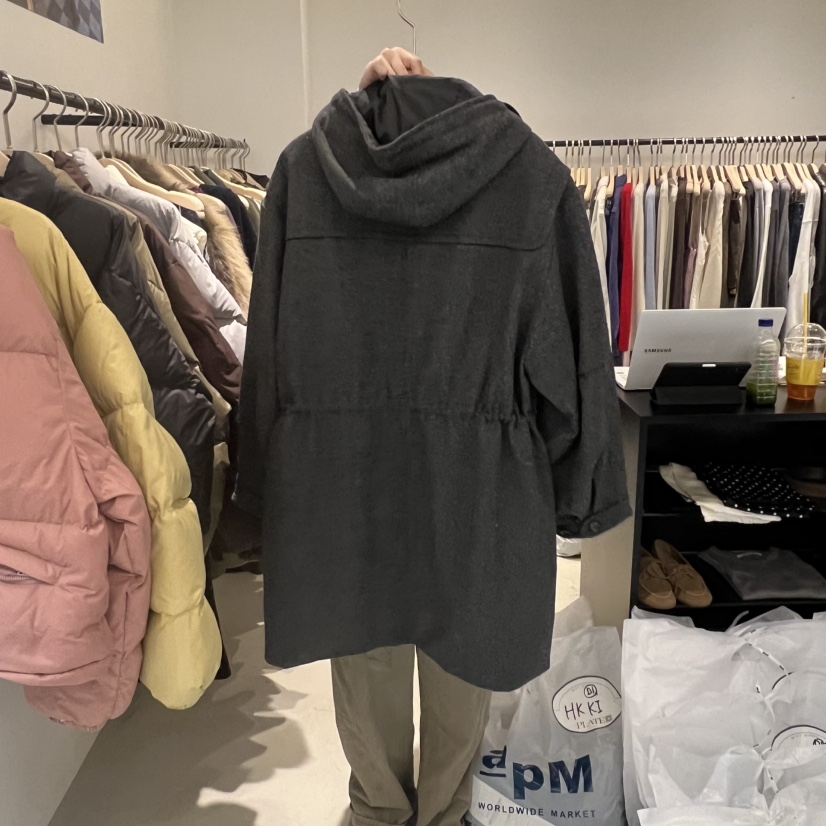 PLATE東大門㊣實拍女裝新品人氣25秋冬中長款大衣羊毛夾棉絨PLATE中長款大衣