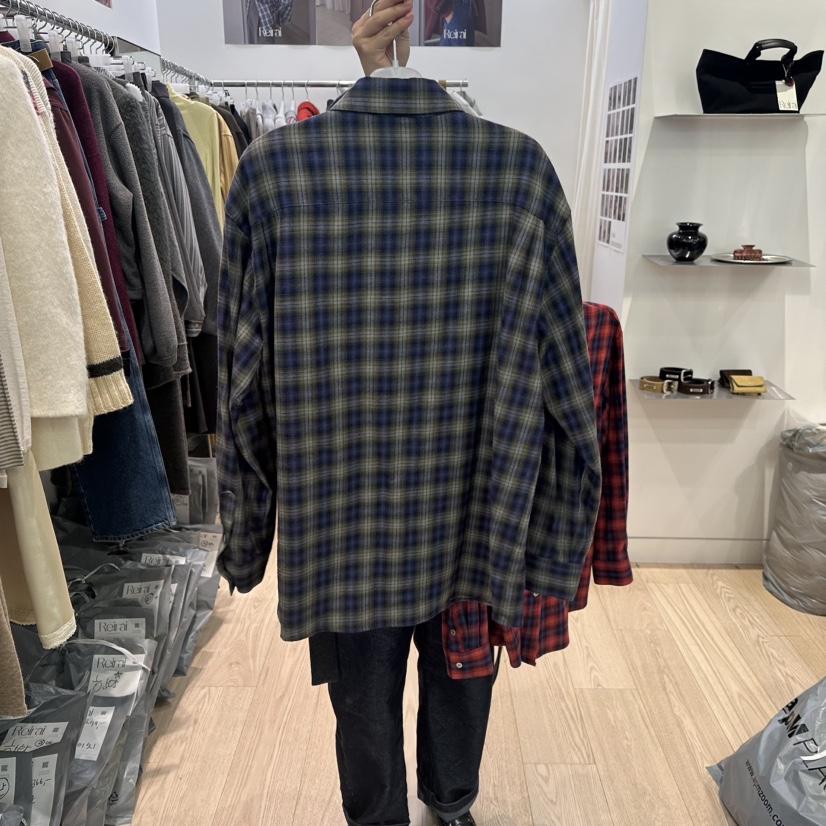 REIRAI東大門㊣代購女裝新款休閑人氣推薦熱賣襯衫蕾絲衫格子Reirai襯衫/蕾絲衫