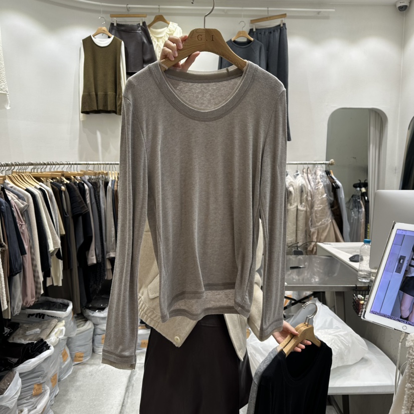 G.I-L東大門㊣代購女士新款推薦人氣休閑職業長袖T恤羊毛G.I-L長袖T恤圖色2