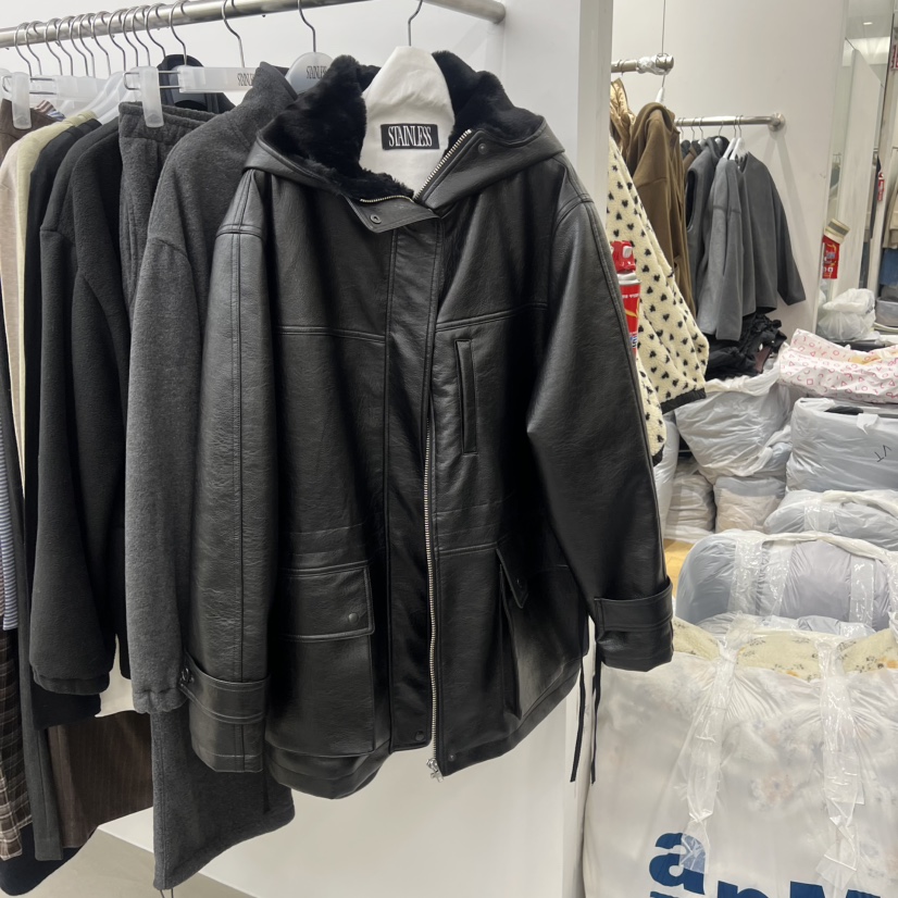 STAINLESS韓國直郵㊣女裝新款推薦人氣熱賣休閑25秋冬夾克羊毛STAINLESS夾克圖色2