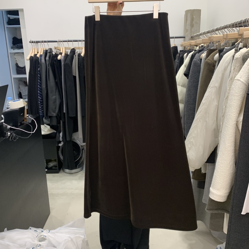 RECOVER東大門㊣代購女士新品人氣熱賣推薦半身裙中短裙天鵝絨RECOVER/MOMENT半身裙/中短裙圖色1