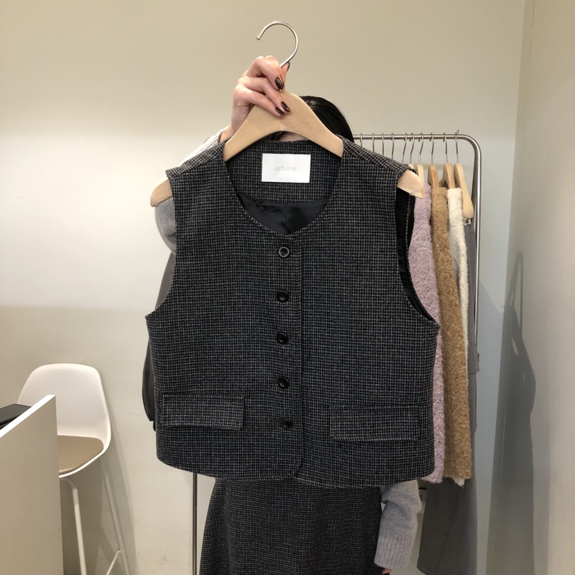 OUTRENE東大門㊣實拍女士新款休閑職業時尚熱賣推薦25秋冬馬甲OUTRENE馬甲圖色1