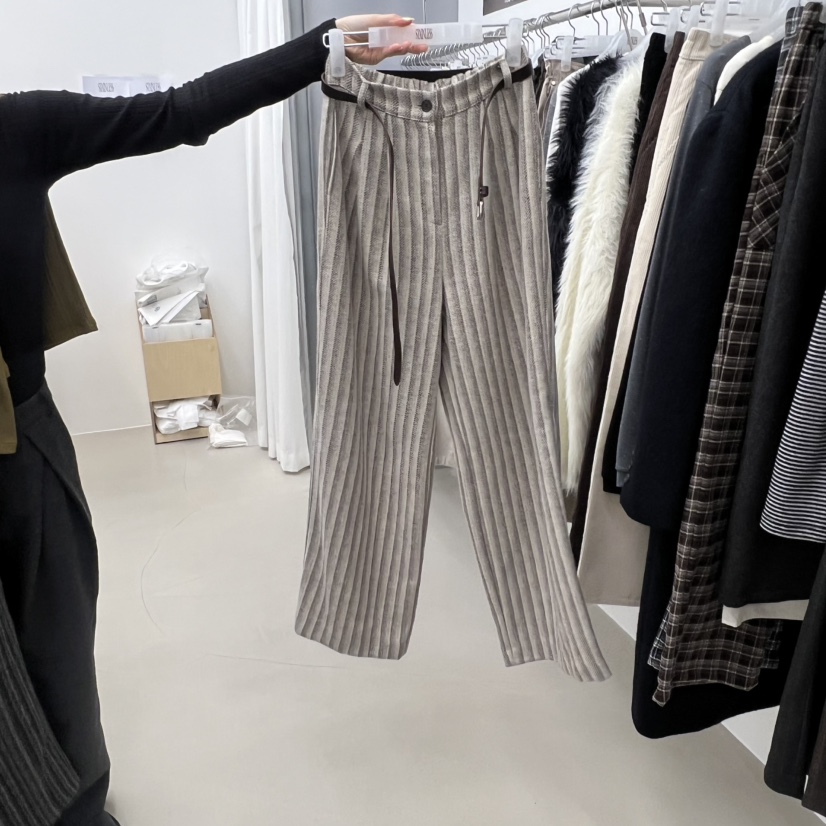 STAINLESS韓國代購㊣女士新款休閑25秋冬推薦職業休閑褲羊毛STAINLESS休閑褲圖色1