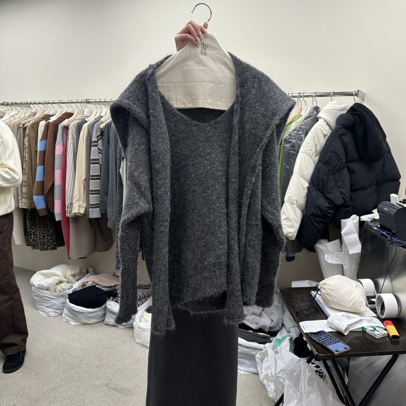 AMOEBA東大門㊣實拍女裝新款推薦25秋冬時尚真品休閑套裝披肩AMOEBA套裝圖色1