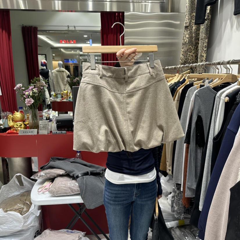 SOLAR東大門㊣代購女裝新款時尚真品休閑推薦職業熱賣短裙羊毛SOLAR短裙