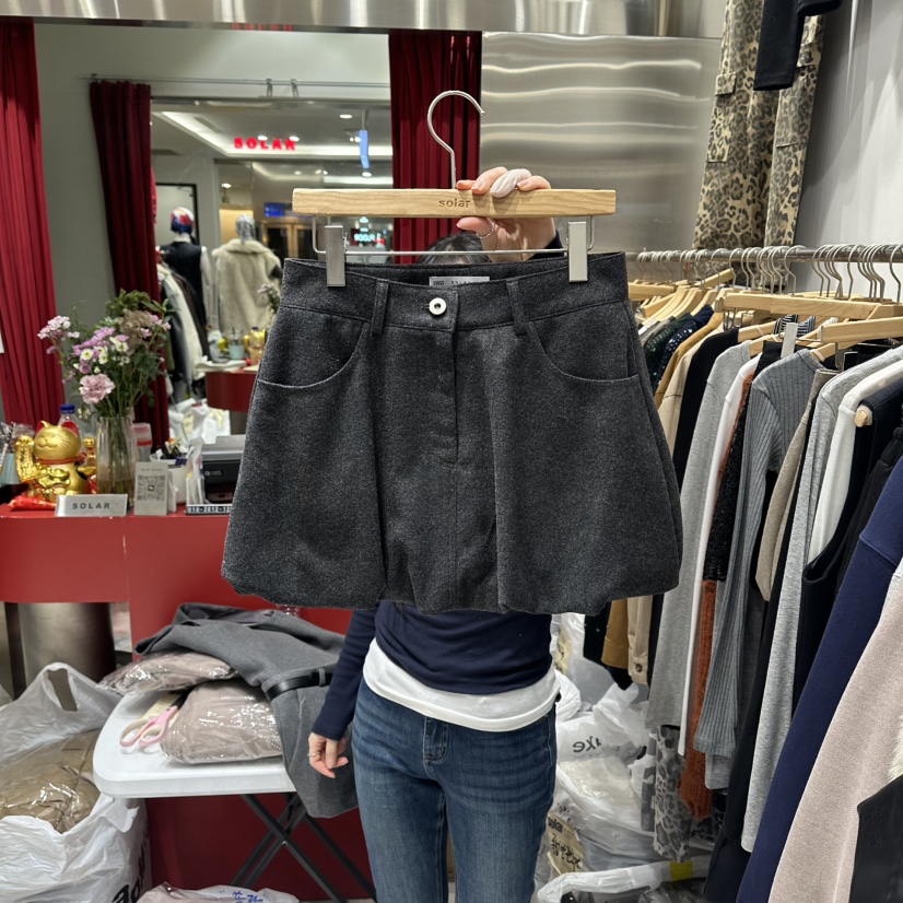 SOLAR東大門㊣代購女裝新款時尚真品休閑推薦職業熱賣短裙羊毛SOLAR短裙圖色2
