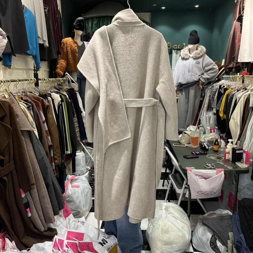 3COLOR東大門㊣直郵女士新品人氣長款風衣含腰帶手工披肩Three color長款風衣