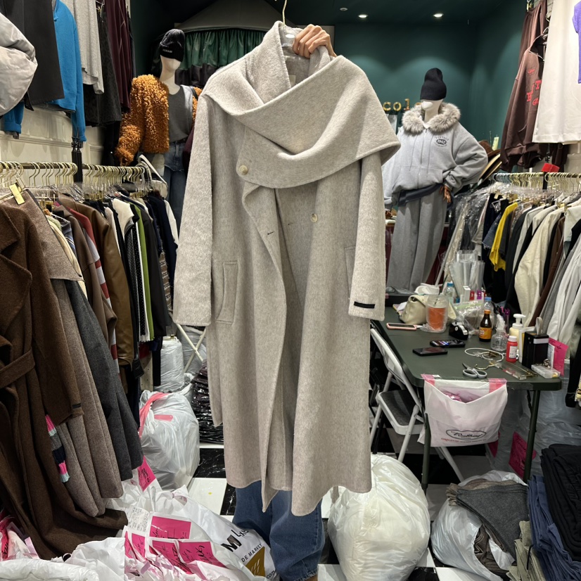 3COLOR東大門㊣直郵女士新品人氣長款風衣含腰帶手工披肩Three color長款風衣圖色2