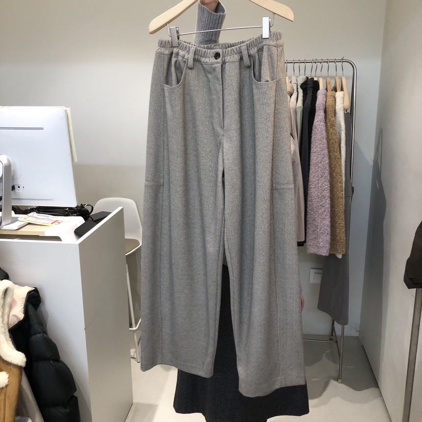 OUTRENE東大門㊣實拍女士新款真品休閑熱賣休閑褲人字紋拉絨OUTRENE休閑褲圖色1