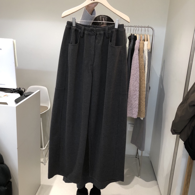 OUTRENE東大門㊣實拍女士新款真品休閑熱賣休閑褲人字紋拉絨OUTRENE休閑褲圖色2