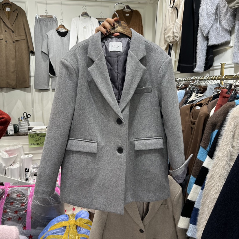 J.RITZY韓國代購㊣女裝新品真品職業推薦時尚休閑夾克羊毛J.RITZY夾克圖色1