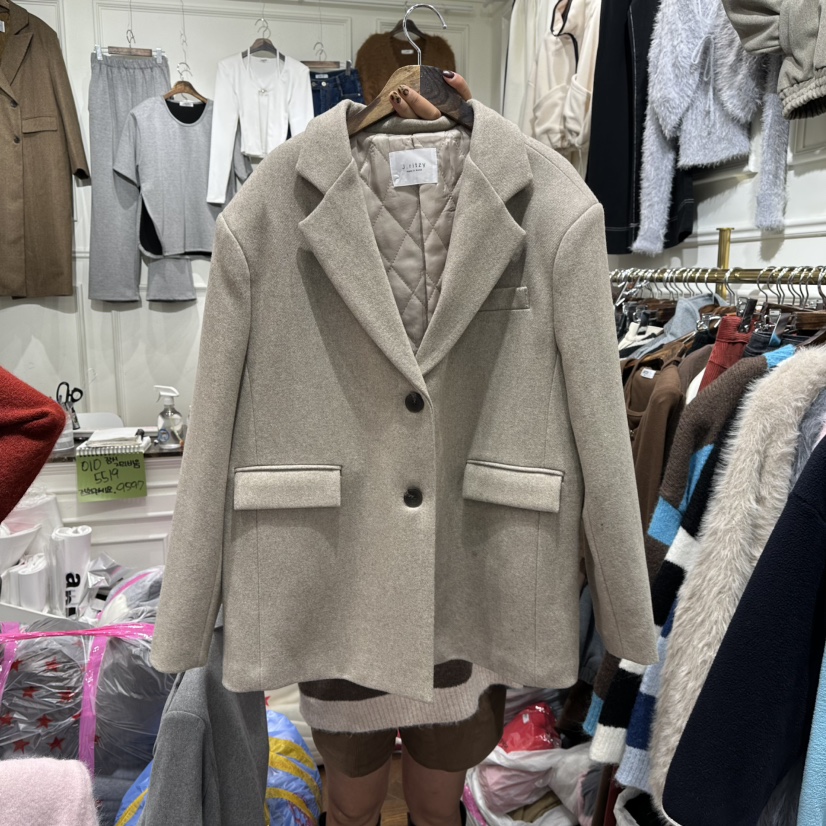 J.RITZY韓國代購㊣女裝新品真品職業推薦時尚休閑夾克羊毛J.RITZY夾克圖色2