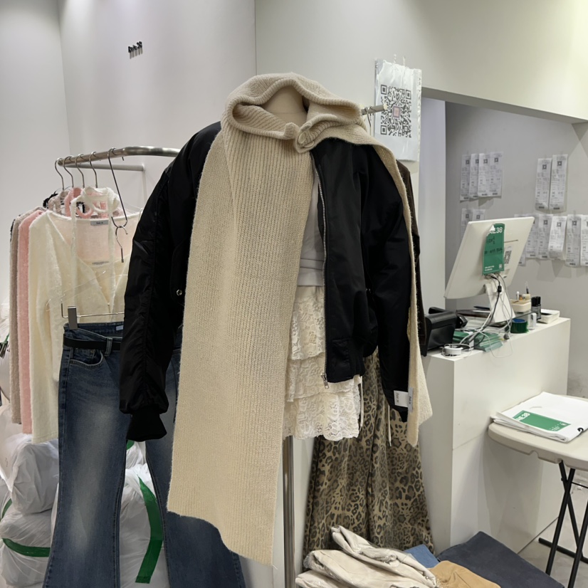 BAIE.38東大門㊣實拍女裝新款時尚推薦圍巾披肩羊毛圍巾連帽BAIE.38圍巾/披肩