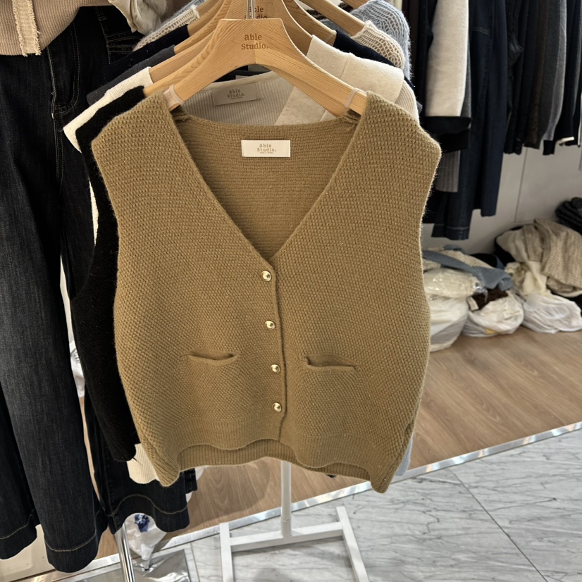 ABLESTUDIO東大門㊣代購女士新品熱賣人氣25秋冬職業真品馬甲ABLESTUDIO馬甲圖色1