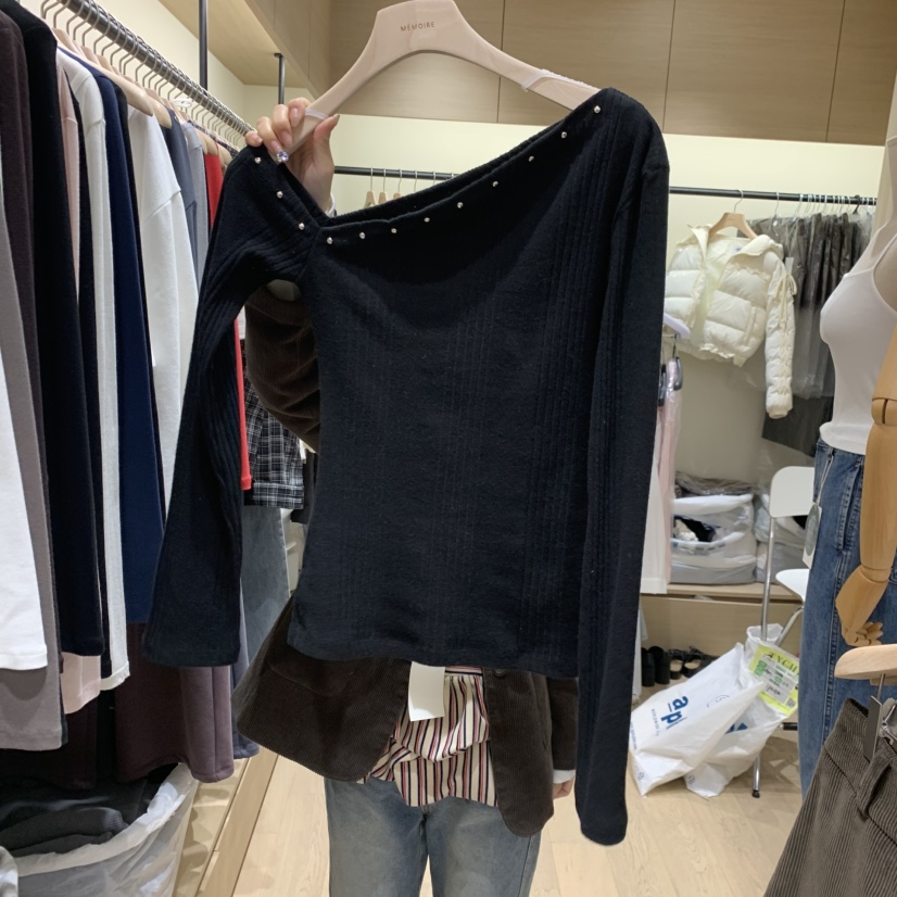 MEMOIRE韓國代購㊣女士新款時尚職業熱賣休閑人氣推薦長袖T恤MEMOIRE長袖T恤圖色3