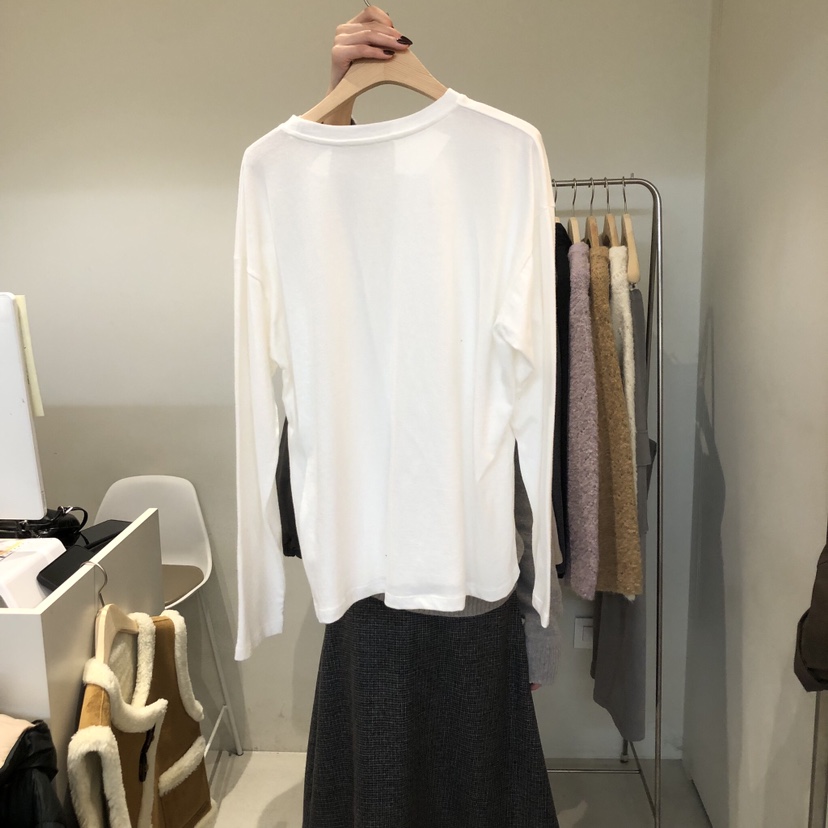 OUTRENE東大門㊣代購女士新品推薦真品休閑長袖T恤羊毛柔軟OUTRENE長袖T恤
