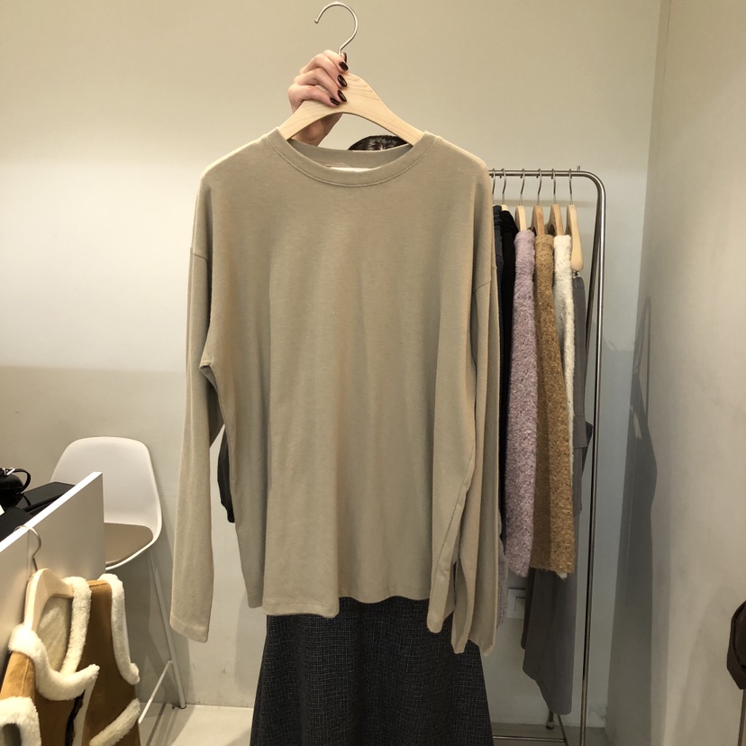 OUTRENE東大門㊣代購女士新品推薦真品休閑長袖T恤羊毛柔軟OUTRENE長袖T恤圖色3