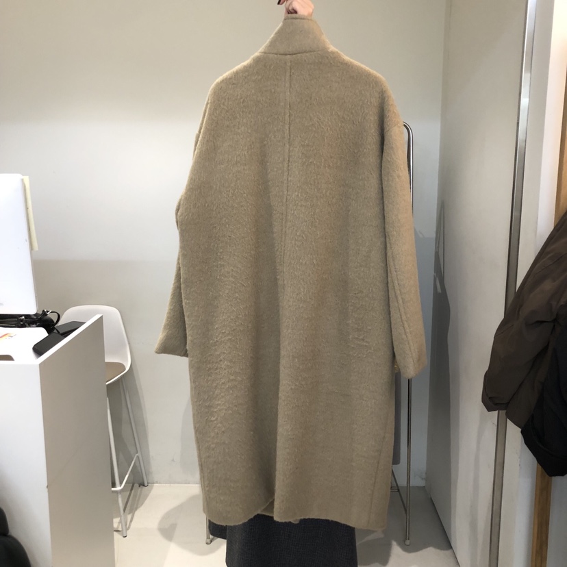 OUTRENE韓國代購㊣女士新款25秋冬推薦人氣職業中長款大衣高領OUTRENE中長款大衣