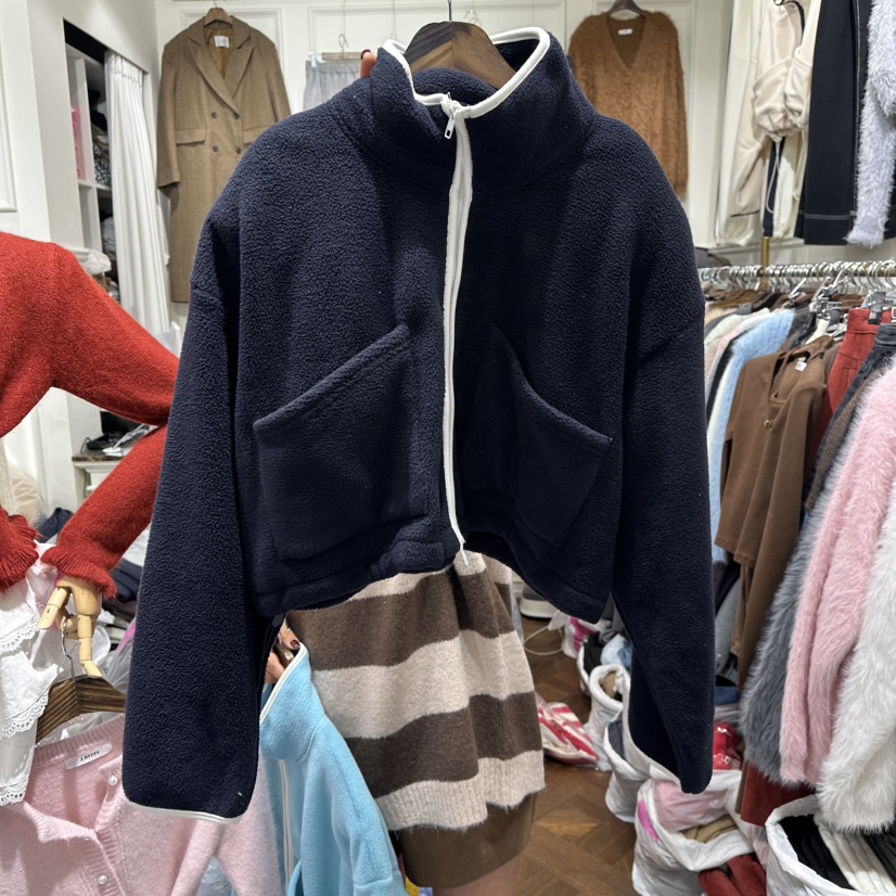 J.RITZY東大門㊣代購女士新款時尚25秋冬推薦夾克拉鏈連帽J.RITZY夾克圖色2