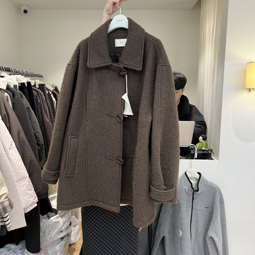 JINSIM東大門㊣實拍女裝新款25秋冬真品熱賣人氣休閑短款大衣JINSIM短款大衣圖色1