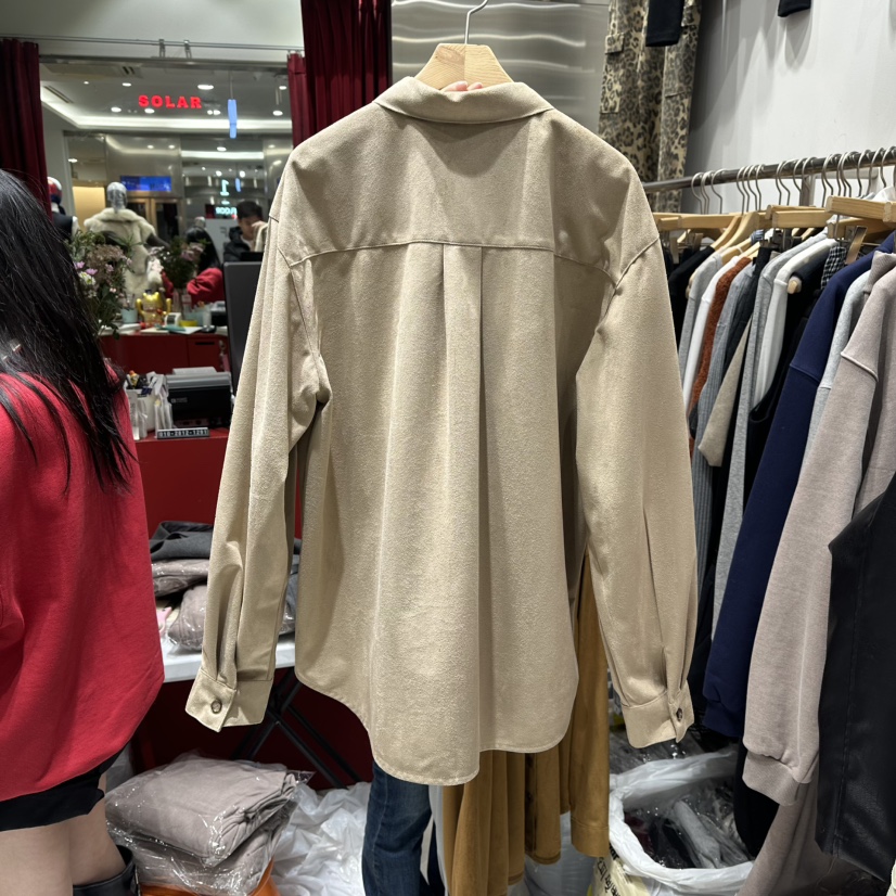 SOLAR韓國直郵㊣女士新款推薦休閑真品人氣職業襯衫蕾絲衫麂皮SOLAR襯衫/蕾絲衫