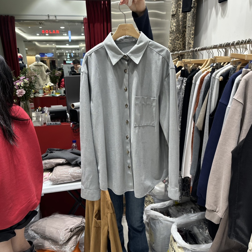 SOLAR韓國直郵㊣女士新款推薦休閑真品人氣職業襯衫蕾絲衫麂皮SOLAR襯衫/蕾絲衫圖色2