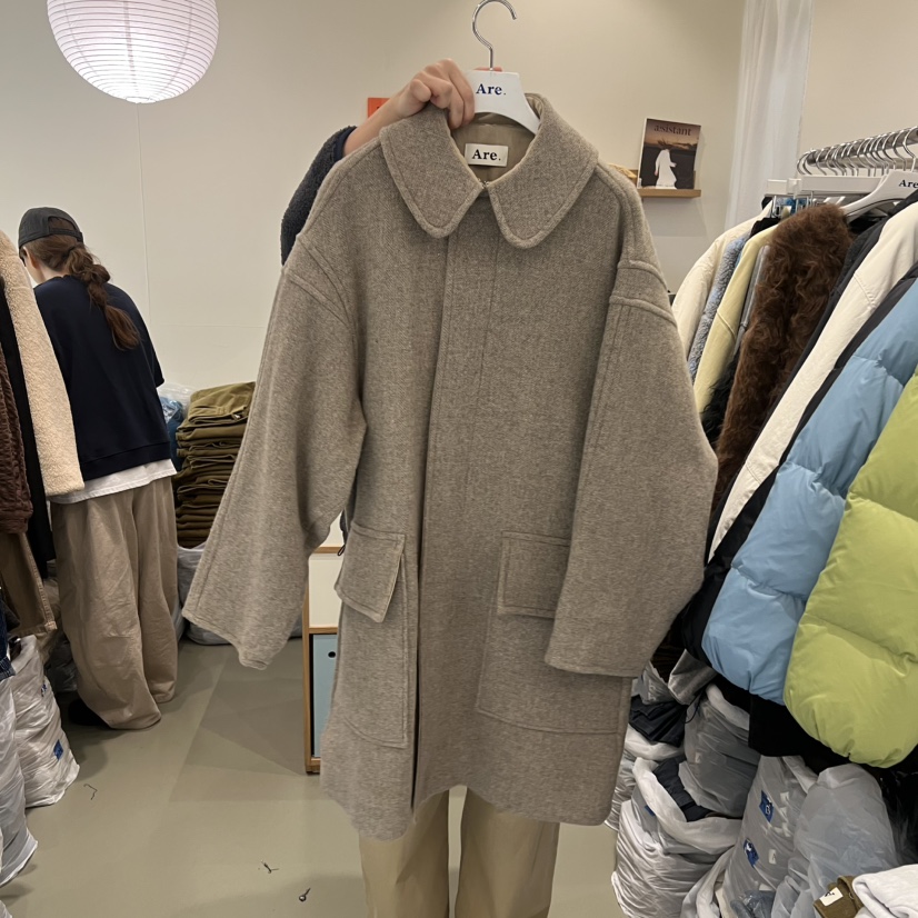 ARE東大門㊣直郵女裝新品職業人氣推薦中長款大衣人字紋羊毛ARE YOU/ARE中長款大衣圖色2