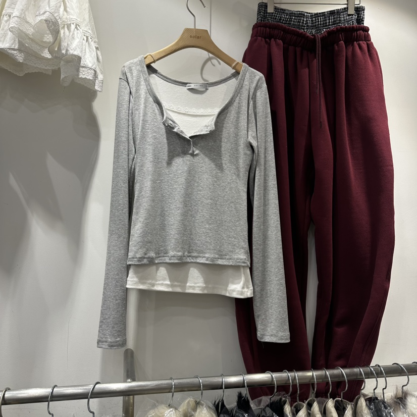 SOLAR韓國代購㊣女士新款職業推薦休閑25秋冬真品人氣長袖T恤SOLAR長袖T恤圖色1