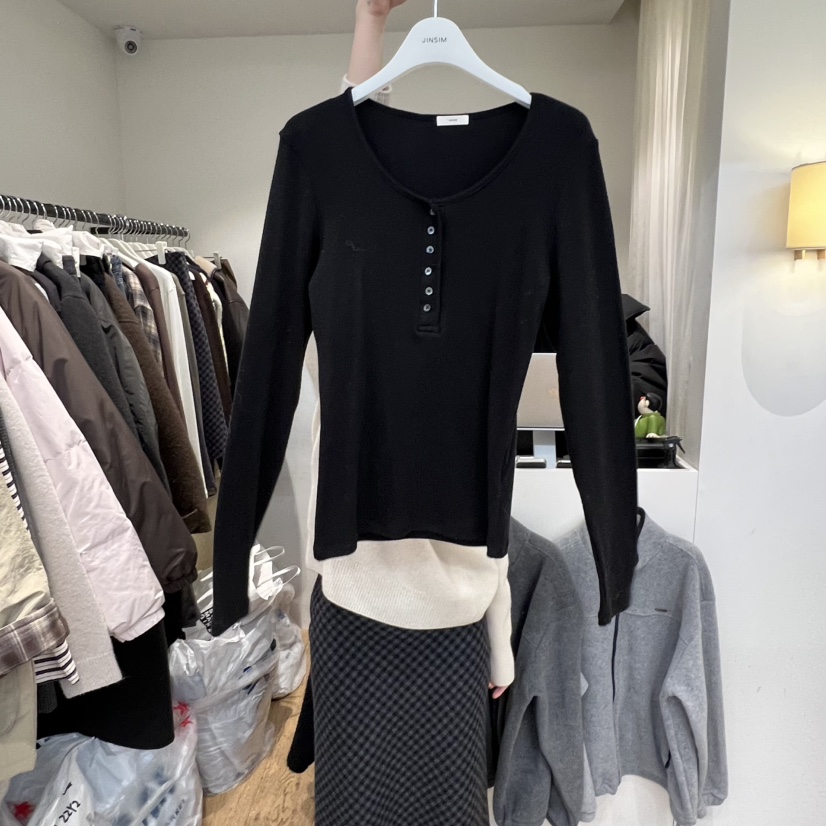 JINSIM韓國直郵㊣女裝新款休閑25秋冬熱賣時尚真品推薦長袖T恤JINSIM長袖T恤圖色4