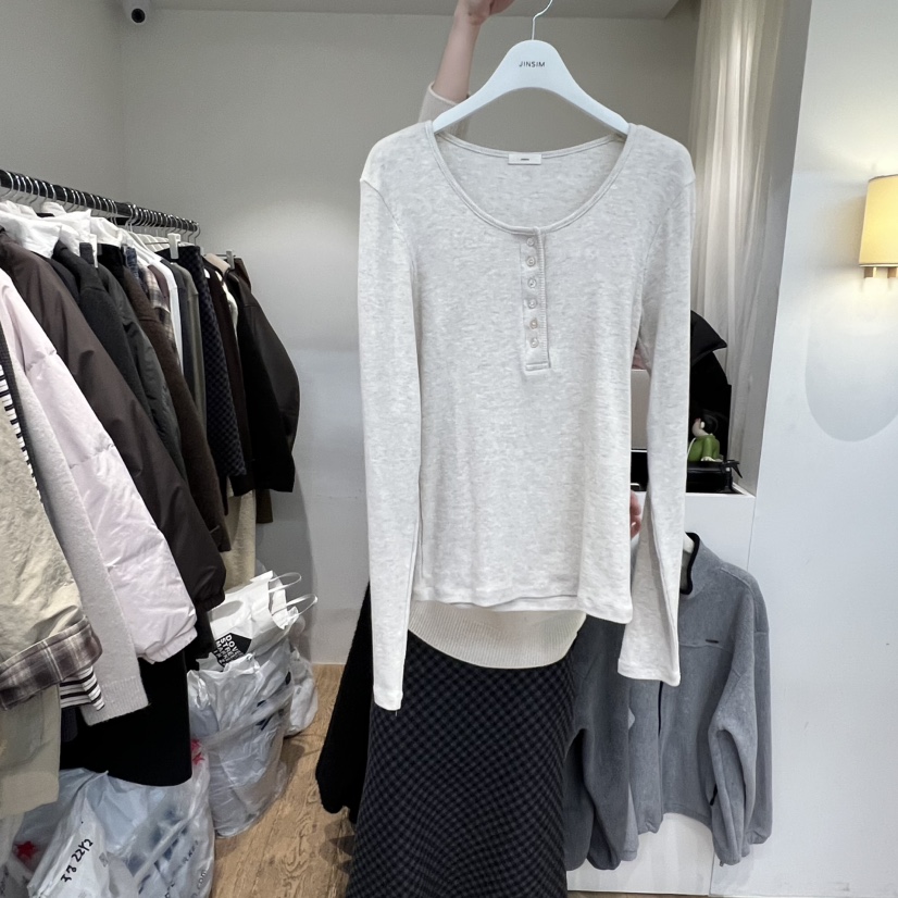JINSIM韓國直郵㊣女裝新款休閑25秋冬熱賣時尚真品推薦長袖T恤JINSIM長袖T恤圖色5