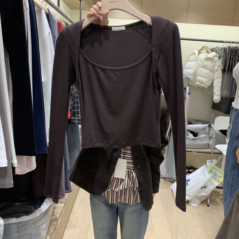 MEMOIRE東大門㊣代購女裝新款職業推薦人氣25秋冬休閑長袖T恤MEMOIRE長袖T恤圖色2