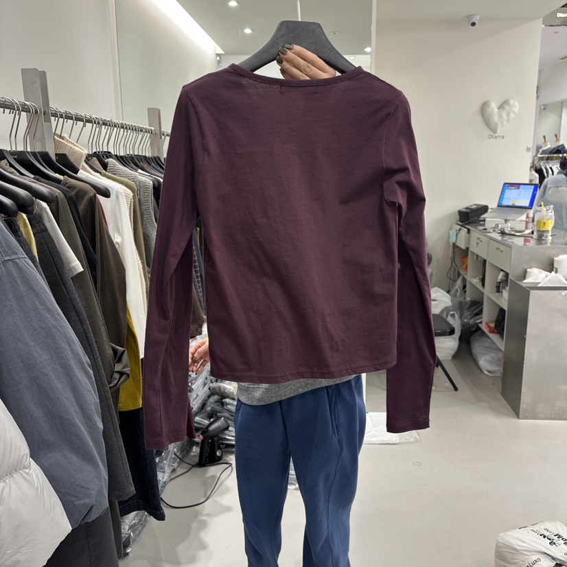 DIARRA東大門㊣代購女裝新款25秋冬熱賣推薦時尚長袖T恤紐扣DIARRA長袖T恤