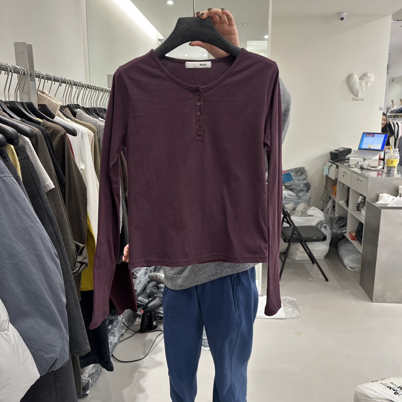 DIARRA東大門㊣代購女裝新款25秋冬熱賣推薦時尚長袖T恤紐扣DIARRA長袖T恤圖色4