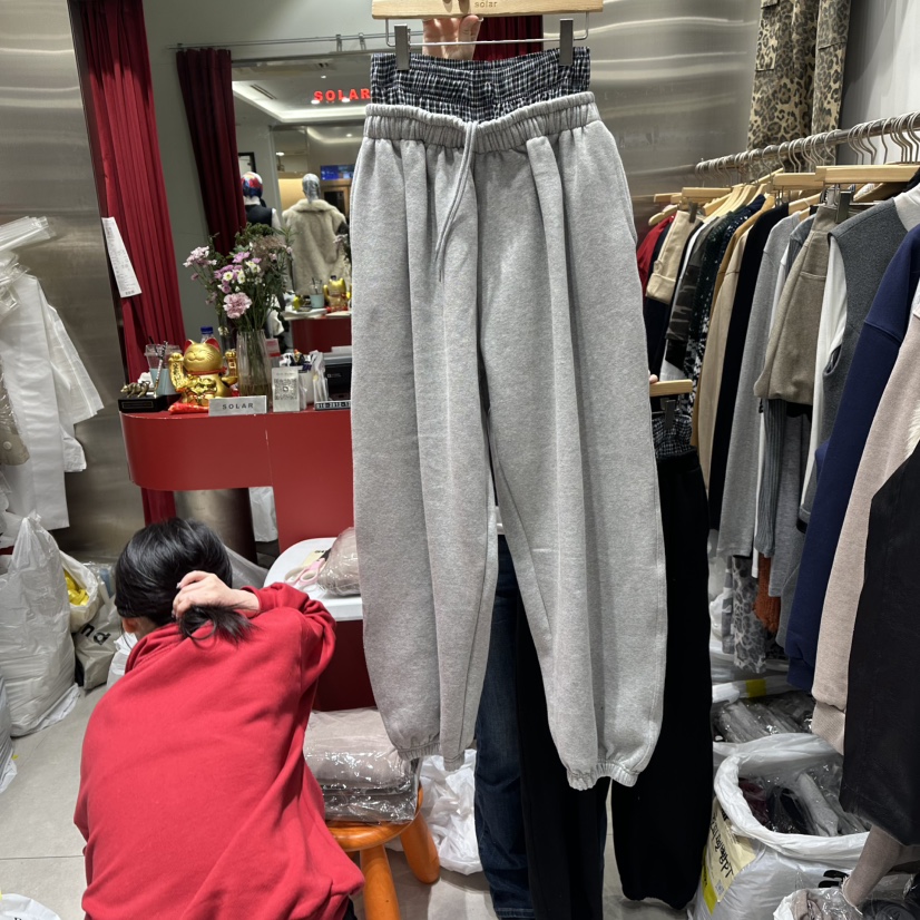 SOLAR東大門㊣直郵女士新品熱賣休閑25秋冬人氣休閑褲加絨抓絨SOLAR休閑褲圖色1