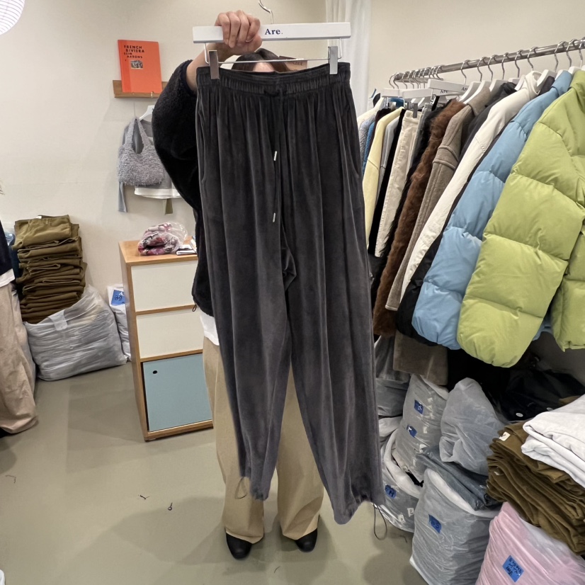 ARE韓國代購㊣女士新款人氣推薦真品25秋冬休閑休閑褲天鵝絨ARE YOU/ARE休閑褲圖色2