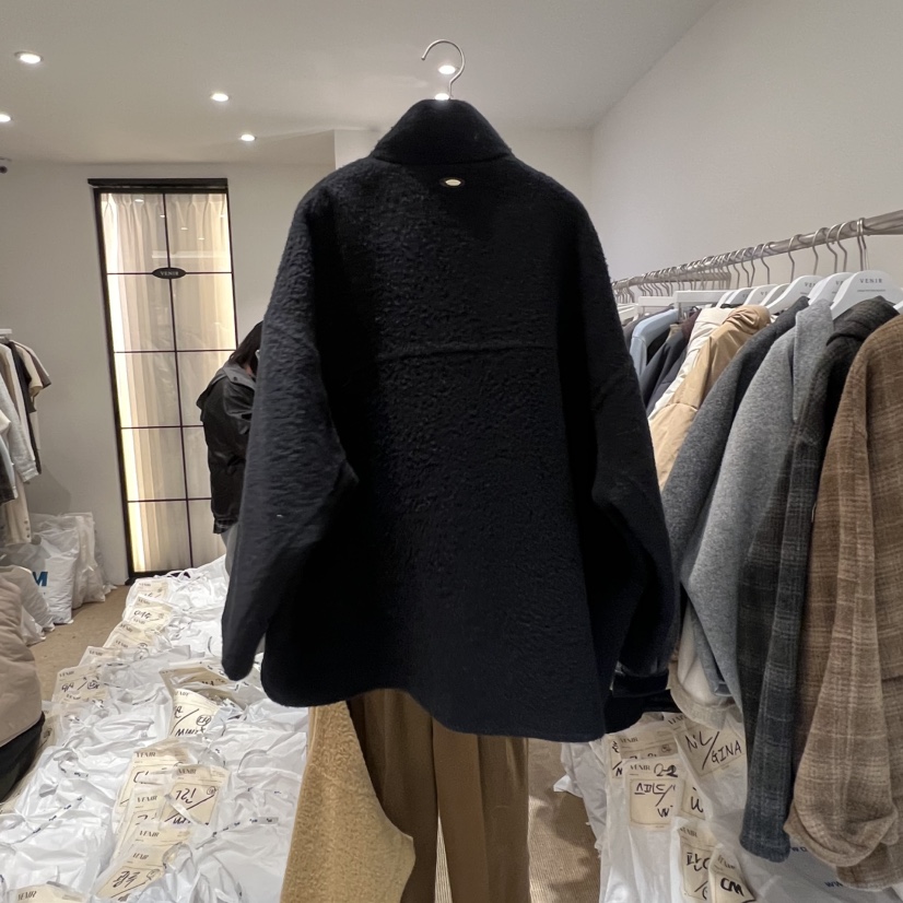 VENIR-a東大門㊣代購女裝新品25秋冬熱賣短款大衣羊駝高領VENIR-a短款大衣