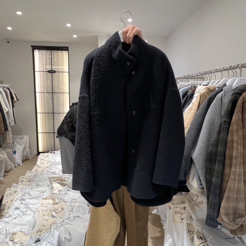 VENIR-a東大門㊣代購女裝新品25秋冬熱賣短款大衣羊駝高領VENIR-a短款大衣圖色3
