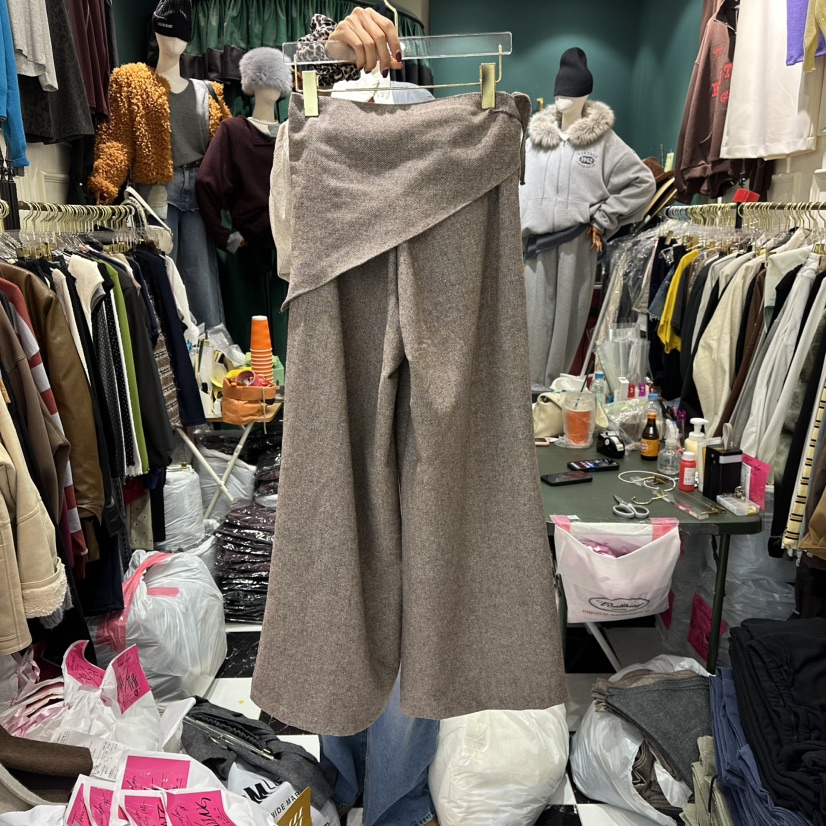 3COLOR東大門㊣代購女士新品真品裙褲人字紋Three color裙褲